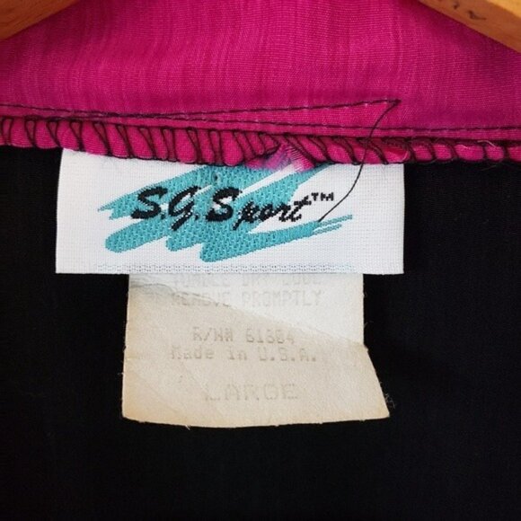 Vintage S.G. Sport | Black Pink Blue Colorblock Jacket Size Large - Picture 4 of 4